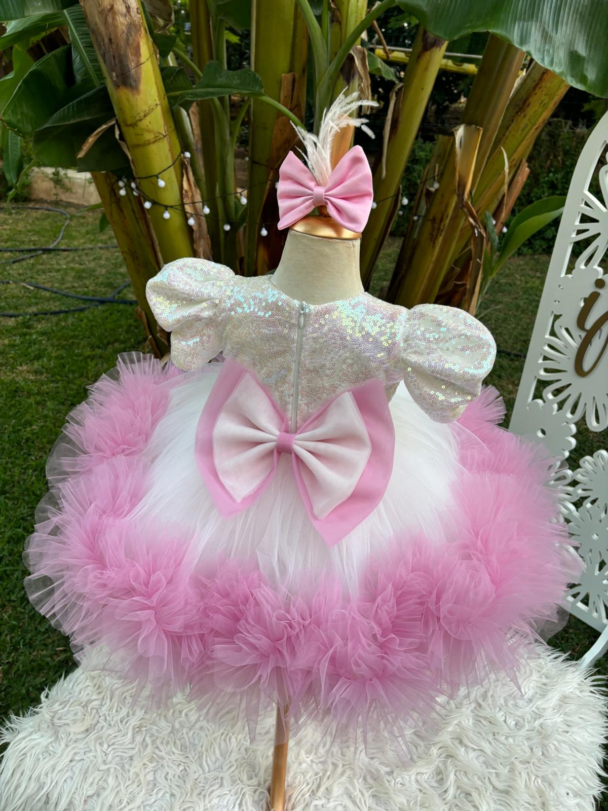 Kedili Tüylü Kız Çocuk Abiye - Bebek Doğum Günü Elbisesi - ipeqakids – kız çocuk elbisesi