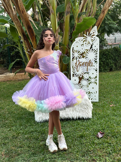 Renkli Unicorn Kız Çocuk Abiye - Bebek Doğum Günü Elbisesi - ipeqakids – kız çocuk elbisesi