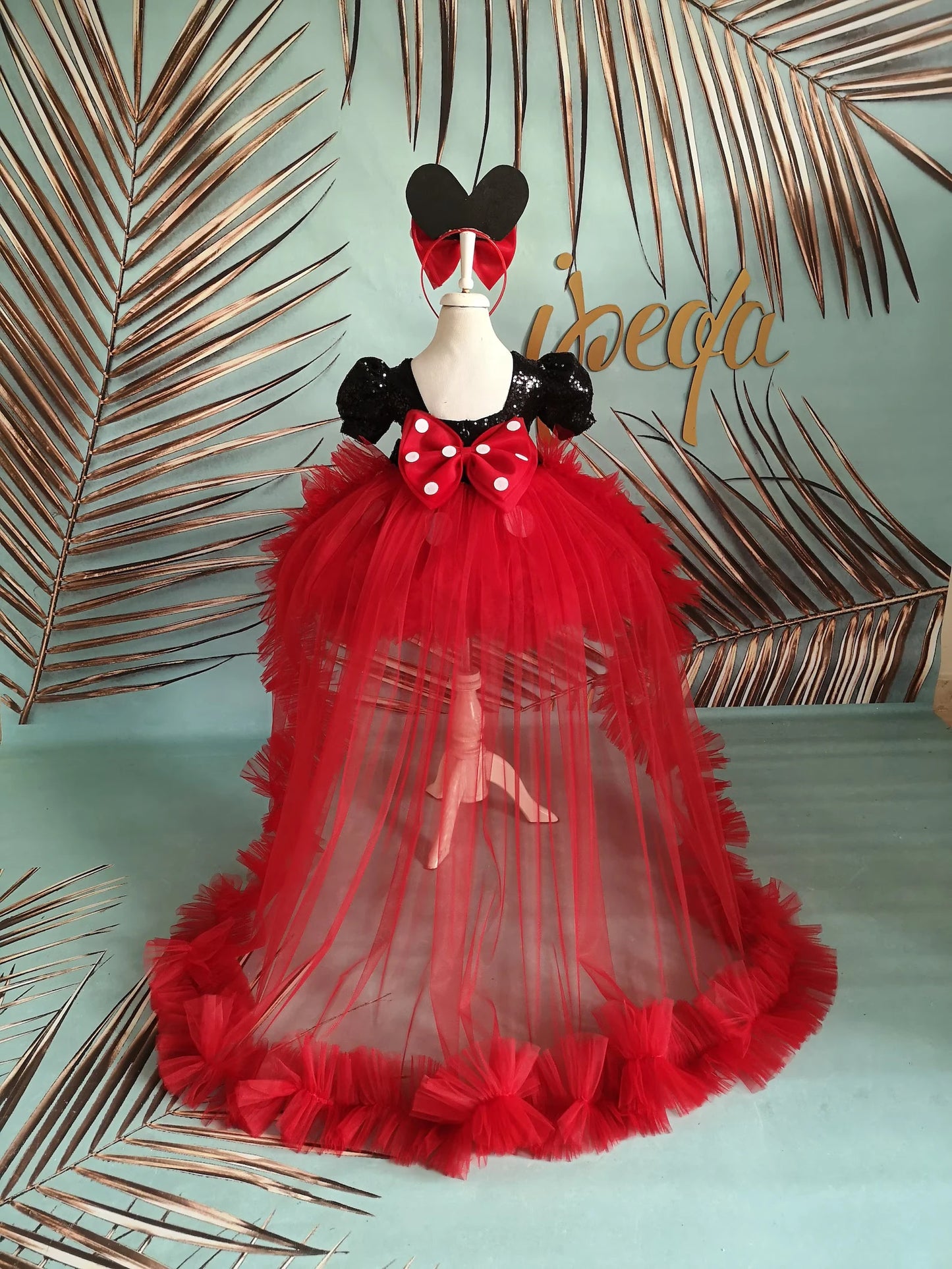Kız Çocuk Mickey Mouse Kostümü TAÇ DAHİL- Çocuk Abiye Elbise -ipeqakids – kız çocuk elbisesi