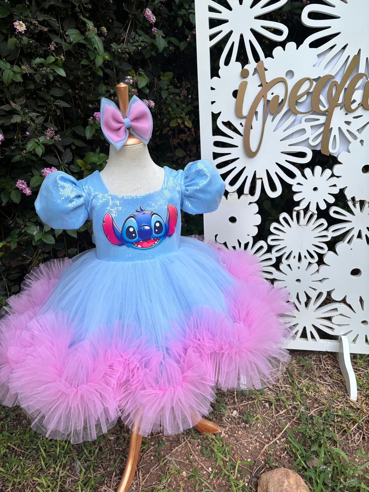 Stitch Kız Çocuk Abiye - Bebek Doğum Günü Elbisesi - ipeqakids – kız çocuk elbisesi