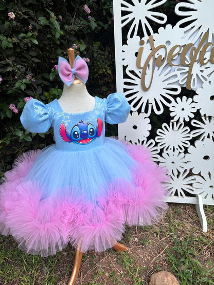 Stitch Kız Çocuk Abiye - Bebek Doğum Günü Elbisesi - ipeqakids – kız çocuk elbisesi