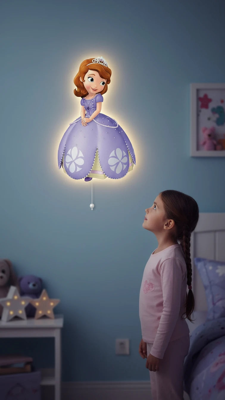 Prenses Sofia Pilli Led Işıklı Bebek Odası Ahşap Duvar Dekoru - Gece Lambası – kız çocuk elbisesi