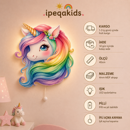 Unicorn LED Ahşap Gece Lambası Model 1