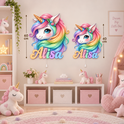 İsimli Unicorn LED Ahşap Gece Lambası Model 1