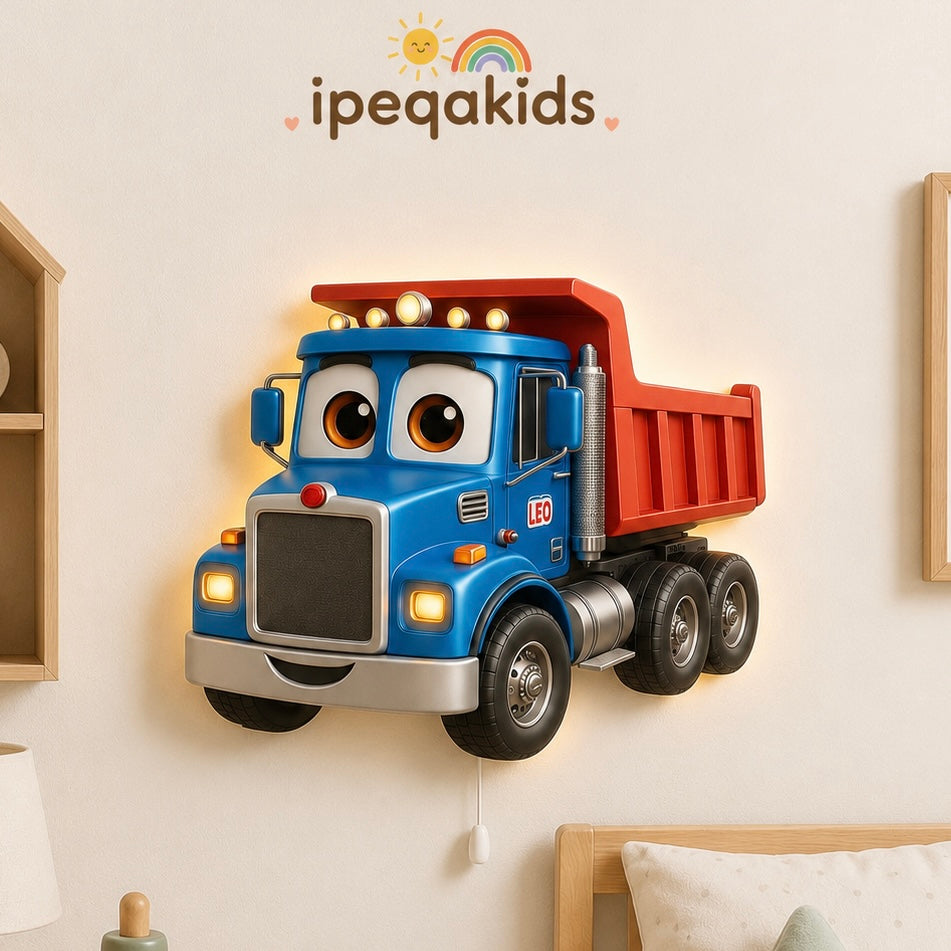 Kamyon LED Işıklı Bebek Odası Ahşap Duvar Dekoru - Gece Lambası - Görsel 2