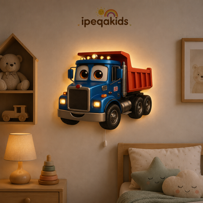 Kamyon LED Işıklı Bebek Odası Ahşap Duvar Dekoru - Gece Lambası - Görsel 4